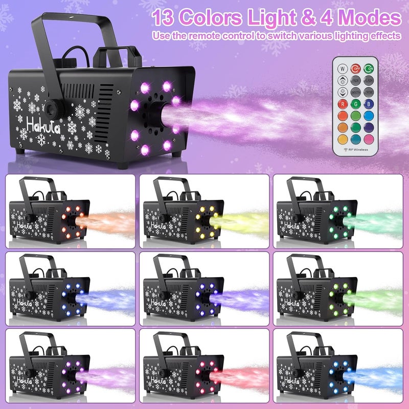 HAKUTA Store آلة ثلج 1000 واط قابلة للتعديل مع 8 أضواء LED RGB، صانع ثلج عالي الإنتاجية لعيد الميلاد، الهالوين، عيد الحب، حفلات الزفاف، الحفلات ومسرح الدي جي في الداخل والخارج - Image 4